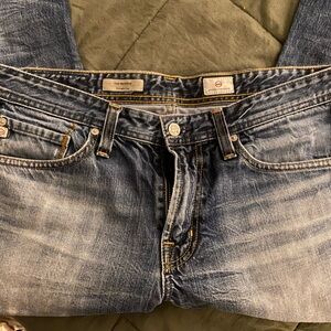 AG Adriano Goldschmied Distressed Blue Boyfriend Jeans